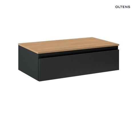 Vernal Oltens Vernal szafka 80 cm podumywalkowa wisząca z blatem czarny mat/dąb 68108300 Vernal Oltens Vernal szafka 80 cm podumywalkowa wisząca z blatem czarny mat/dąb 68108300