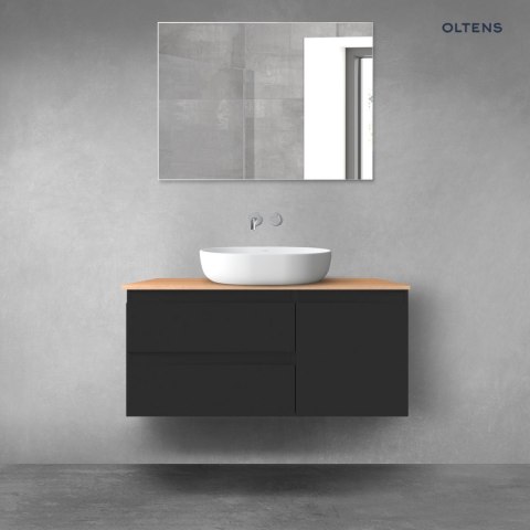 Vernal Oltens Vernal zestaw mebli łazienkowych 100 cm z blatem czarny mat/dąb 68203300 Vernal Oltens Vernal zestaw mebli łazienkowych 100 cm z blatem czarny mat/dąb 68203300
