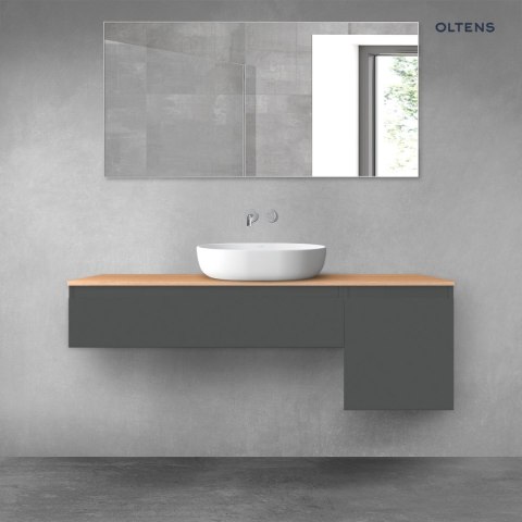 Vernal Oltens Vernal zestaw mebli łazienkowych 140 cm z blatem grafit mat/dąb 68282400 Vernal Oltens Vernal zestaw mebli łazienkowych 140 cm z blatem grafit mat/dąb 68282400