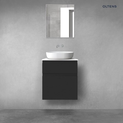 Vernal Oltens Vernal zestaw mebli łazienkowych 60 cm z blatem czarny mat/biały połysk 68226300 Vernal Oltens Vernal zestaw mebli łazienkowych 60 cm z blatem czarny mat/biały połysk 68226300