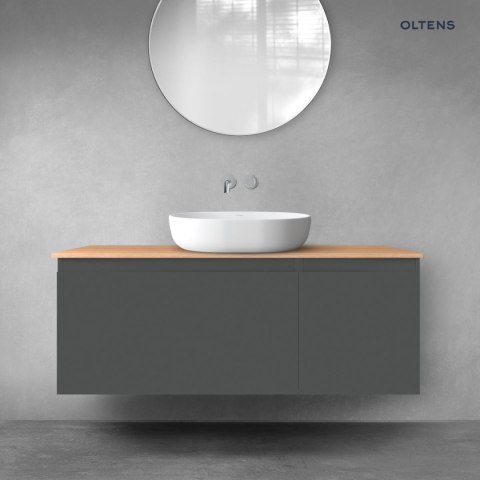 Vernal Oltens Vernal zestaw mebli łazienkowych 120 cm z blatem grafit mat/dąb 68252400 Vernal Oltens Vernal zestaw mebli łazienkowych 120 cm z blatem grafit mat/dąb 68252400