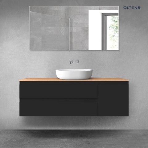 Vernal Oltens Vernal zestaw mebli łazienkowych 140 cm z blatem czarny mat/dąb 68264300 Vernal Oltens Vernal zestaw mebli łazienkowych 140 cm z blatem czarny mat/dąb 68264300
