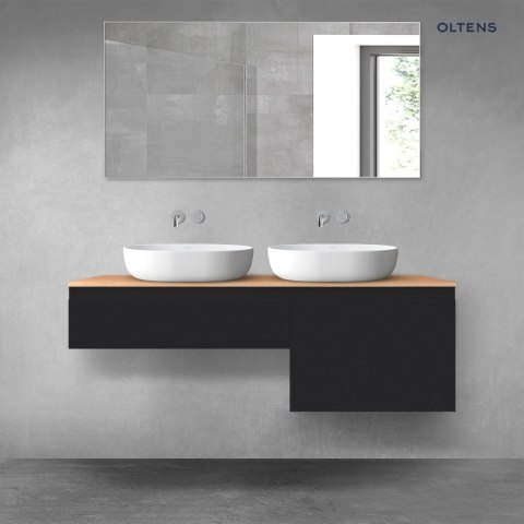Vernal Oltens Vernal zestaw mebli łazienkowych 140 cm z blatem czarny mat/dąb 68309300 Vernal Oltens Vernal zestaw mebli łazienkowych 140 cm z blatem czarny mat/dąb 68309300