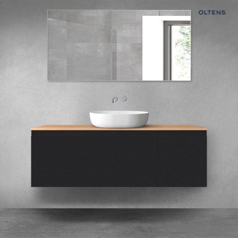 Vernal Oltens Vernal zestaw mebli łazienkowych 140 cm z blatem czarny mat/dąb 68315300 Vernal Oltens Vernal zestaw mebli łazienkowych 140 cm z blatem czarny mat/dąb 68315300
