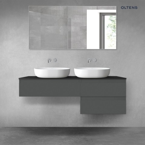 Vernal Oltens Vernal zestaw mebli łazienkowych 140 cm z blatem grafit mat/czarny mat 68291400 Vernal Oltens Vernal zestaw mebli łazienkowych 140 cm z blatem grafit mat/czarny mat 68291400