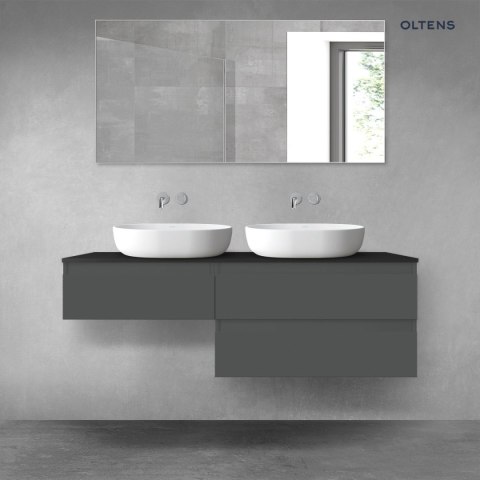 Vernal Oltens Vernal zestaw mebli łazienkowych 140 cm z blatem grafit mat/czarny mat 68327400 Vernal Oltens Vernal zestaw mebli łazienkowych 140 cm z blatem grafit mat/czarny mat 68327400