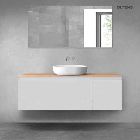Vernal Oltens Vernal zestaw mebli łazienkowych 140 cm z blatem szary mat/dąb 68315700 Vernal Oltens Vernal zestaw mebli łazienkowych 140 cm z blatem szary mat/dąb 68315700