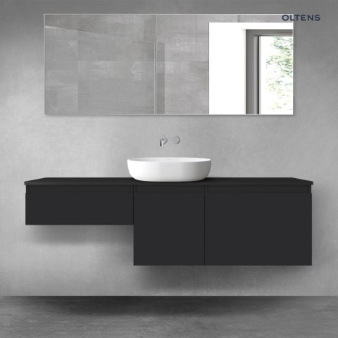 Vernal Oltens Vernal zestaw mebli łazienkowych 160 cm z blatem czarny mat 68431300 Vernal Oltens Vernal zestaw mebli łazienkowych 160 cm z blatem czarny mat 68431300