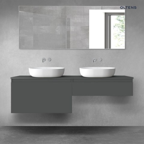 Vernal Oltens Vernal zestaw mebli łazienkowych 160 cm z blatem grafit mat 68369400 Vernal Oltens Vernal zestaw mebli łazienkowych 160 cm z blatem grafit mat 68369400