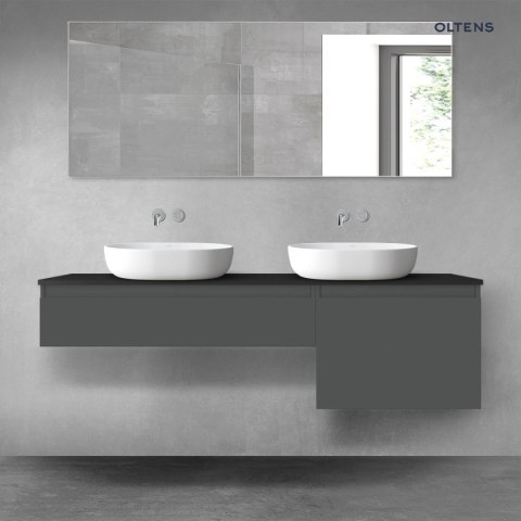 Vernal Oltens Vernal zestaw mebli łazienkowych 160 cm z blatem grafit mat/czarny mat 68346400 Vernal Oltens Vernal zestaw mebli łazienkowych 160 cm z blatem grafit mat/czarny mat 68346400