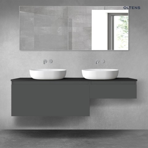 Vernal Oltens Vernal zestaw mebli łazienkowych 160 cm z blatem grafit mat/czarny mat 68354400 Vernal Oltens Vernal zestaw mebli łazienkowych 160 cm z blatem grafit mat/czarny mat 68354400