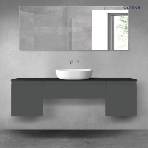 Vernal Oltens Vernal zestaw mebli łazienkowych 160 cm z blatem grafit mat/czarny mat 68398400 Vernal Oltens Vernal zestaw mebli łazienkowych 160 cm z blatem grafit mat/czarny mat 68398400