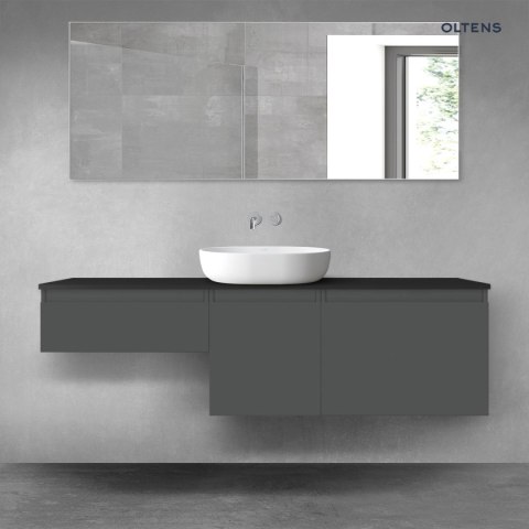 Vernal Oltens Vernal zestaw mebli łazienkowych 160 cm z blatem grafit mat/czarny mat 68433400 Vernal Oltens Vernal zestaw mebli łazienkowych 160 cm z blatem grafit mat/czarny mat 68433400