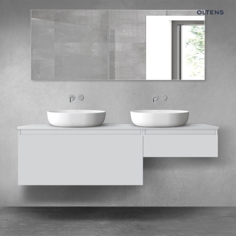 Vernal Oltens Vernal zestaw mebli łazienkowych 160 cm z blatem szary mat 68351700 Vernal Oltens Vernal zestaw mebli łazienkowych 160 cm z blatem szary mat 68351700