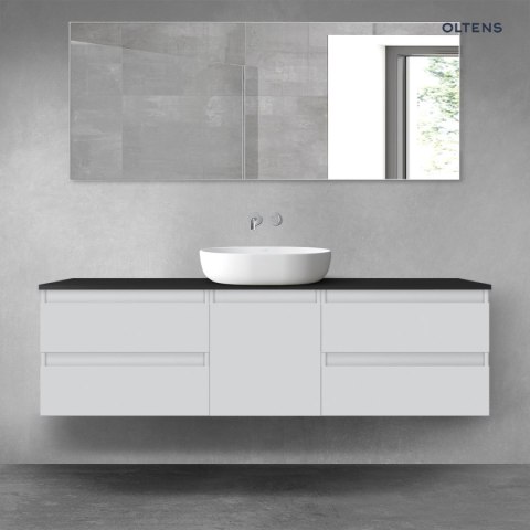 Vernal Oltens Vernal zestaw mebli łazienkowych 160 cm z blatem szary mat/czarny mat 68406700 Vernal Oltens Vernal zestaw mebli łazienkowych 160 cm z blatem szary mat/czarny mat 68406700