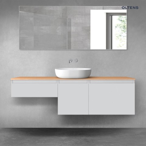 Vernal Oltens Vernal zestaw mebli łazienkowych 160 cm z blatem szary mat/dąb 68434700 Vernal Oltens Vernal zestaw mebli łazienkowych 160 cm z blatem szary mat/dąb 68434700