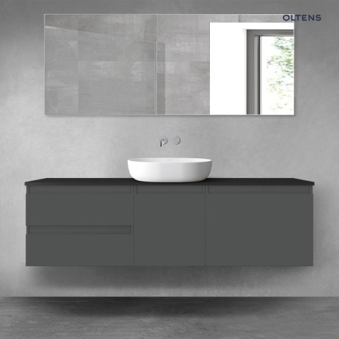 Vernal Oltens Vernal zestaw mebli łazienkowych 160 cm z blatem grafit mat/czarny mat 68410400 Vernal Oltens Vernal zestaw mebli łazienkowych 160 cm z blatem grafit mat/czarny mat 68410400
