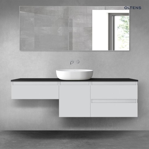 Vernal Oltens Vernal zestaw mebli łazienkowych 160 cm z blatem szary mat/czarny mat 68429700 Vernal Oltens Vernal zestaw mebli łazienkowych 160 cm z blatem szary mat/czarny mat 68429700