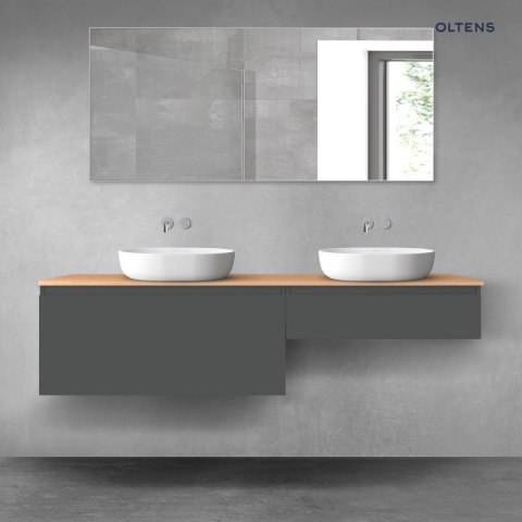 Vernal Oltens Vernal zestaw mebli łazienkowych 180 cm z blatem grafit mat/dąb 68566400 Vernal Oltens Vernal zestaw mebli łazienkowych 180 cm z blatem grafit mat/dąb 68566400