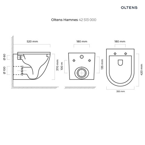 Hamnes Oltens Hamnes miska WC wisząca PureRim z powłoką SmartClean biała 42513000 Hamnes Oltens Hamnes miska WC wisząca PureRim z powłoką SmartClean biała 42513000
