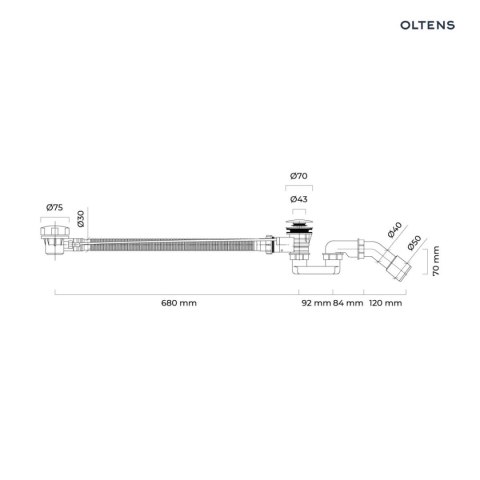 Oster Oltens Oster syfon wannowy automatyczny z pokrętłem grafit 03001400