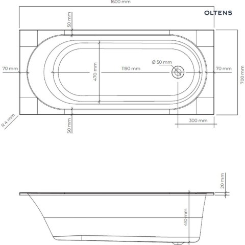 Lykke Oltens Lykke wanna 160x70 cm prostokątna akrylowa biała 10010000 Lykke Oltens Lykke wanna 160x70 cm prostokątna akrylowa biała 10010000