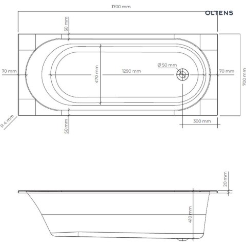 Lykke Oltens Lykke wanna 170x70 cm prostokątna akrylowa biała 10011000