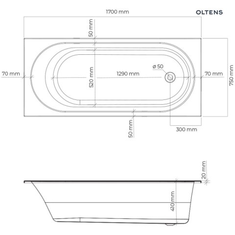 Lykke Oltens Lykke wanna 170x75 cm prostokątna akrylowa biała 10012000 Lykke Oltens Lykke wanna 170x75 cm prostokątna akrylowa biała 10012000