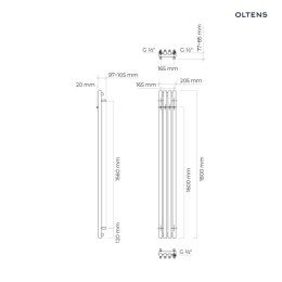 Stang Oltens Stang grzejnik łazienkowy 180x20,5cm grafit 55012400