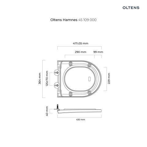Hamnes Oltens Hamnes deska sedesowa wolnoopadająca twarda biała 45109000 Hamnes Oltens Hamnes deska sedesowa wolnoopadająca twarda biała 45109000