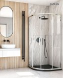 Superior Oltens Superior brodzik 80x80 cm półokrągły akrylowy czarny mat 16001300