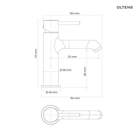Molle Oltens Molle Slim bateria umywalkowa stojąca złoto szczotkowane 32203810