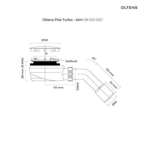 Pite Turbo Oltens Pite Turbo syfon do brodzika 90 mm plastikowy chrom 08001000 Pite Turbo Oltens Pite Turbo syfon do brodzika 90 mm plastikowy chrom 08001000