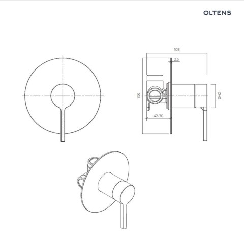 Rann Oltens Rann bateria prysznicowa podtynkowa czarny mat 33107300 Rann Oltens Rann bateria prysznicowa podtynkowa czarny mat 33107300
