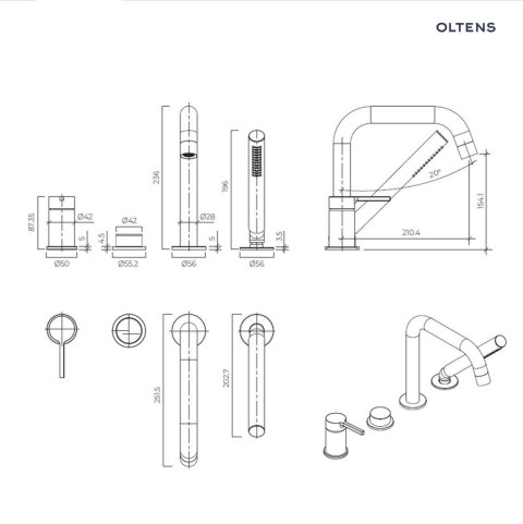 Rann Oltens Rann bateria wannowo-prysznicowa 4 otworowa nawannowa chrom 34205100 Rann Oltens Rann bateria wannowo-prysznicowa 4 otworowa nawannowa chrom 34205100