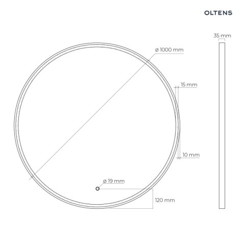 Nordlis Oltens Nordlis lustro 100 cm okrągłe z oświetleniem LED i systemem Klarglas 64102800 Nordlis Oltens Nordlis lustro 100 cm okrągłe z oświetleniem LED i systemem Klarglas 64102800