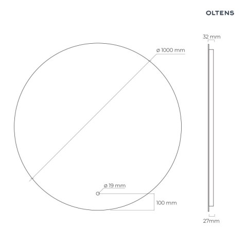 Nordlis Oltens Nordlis lustro 100 cm okrągłe z oświetleniem LED i systemem Klarglas 64110000 Nordlis Oltens Nordlis lustro 100 cm okrągłe z oświetleniem LED i systemem Klarglas 64110000