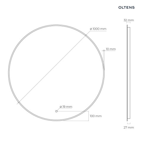 Nordlis Oltens Nordlis lustro 100 cm okrągłe z oświetleniem LED i systemem Klarglas 64110300 Nordlis Oltens Nordlis lustro 100 cm okrągłe z oświetleniem LED i systemem Klarglas 64110300