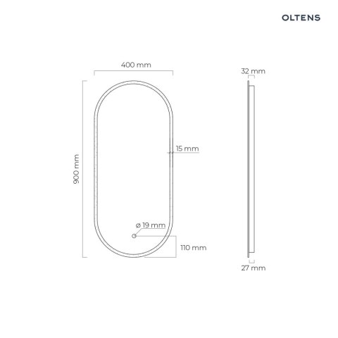 Nordlis Oltens Nordlis lustro 40x90 cm owalne z oświetleniem LED i systemem Klarglas 64103000 Nordlis Oltens Nordlis lustro 40x90 cm owalne z oświetleniem LED i systemem Klarglas 64103000