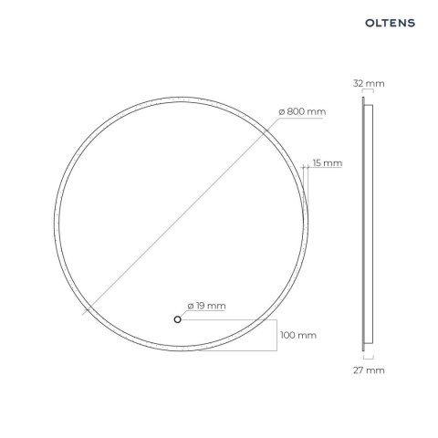 Nordlis Oltens Nordlis lustro 80 cm okrągłe z oświetleniem LED i systemem Klarglas 64101000 Nordlis Oltens Nordlis lustro 80 cm okrągłe z oświetleniem LED i systemem Klarglas 64101000