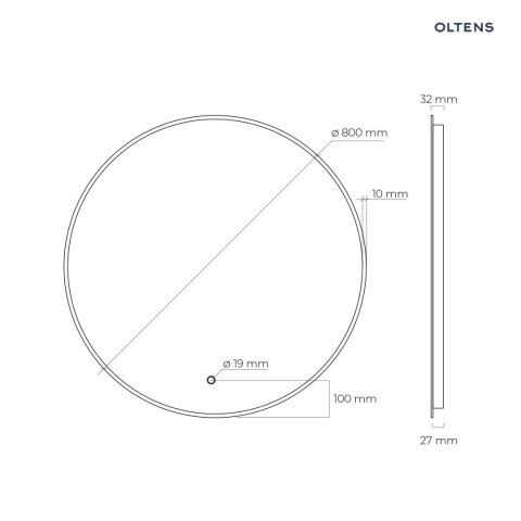 Nordlis Oltens Nordlis lustro 80 cm okrągłe z oświetleniem LED i systemem Klarglas 64109800 Nordlis Oltens Nordlis lustro 80 cm okrągłe z oświetleniem LED i systemem Klarglas 64109800