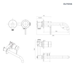 Rann Oltens Rann bateria umywalkowa podtynkowa komplet czarny mat 32603300