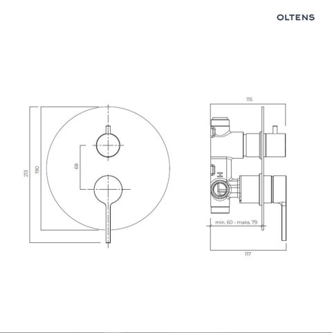 Rann Oltens Rann bateria wannowo-prysznicowa podtynkowa chrom 34111100 Rann Oltens Rann bateria wannowo-prysznicowa podtynkowa chrom 34111100