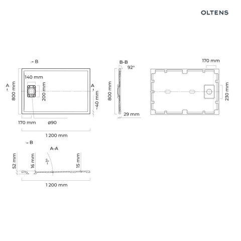 Bergytan Oltens Bergytan brodzik prostokątny 120x80 cm RockSurface kaszmir 15103900 Bergytan Oltens Bergytan brodzik prostokątny 120x80 cm RockSurface kaszmir 15103900