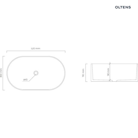 Lom Thin Oltens Lom Thin umywalka 52x30 cm nablatowa z powłoką SmartClean biała 40828000