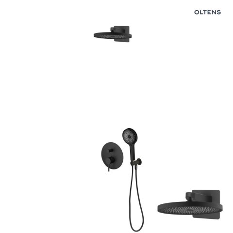 Molle Oltens Molle zestaw bateria wannowo-prysznicowa podtynkowa z deszczownicą Vann i słuchawką 3 funkcyjną Havis EasyClick czarny ma Molle Oltens Molle zestaw bateria wannowo-prysznicowa podtynkowa z deszczownicą Vann i słuchawką 3 funkcyjną Havis EasyClick czarny ma