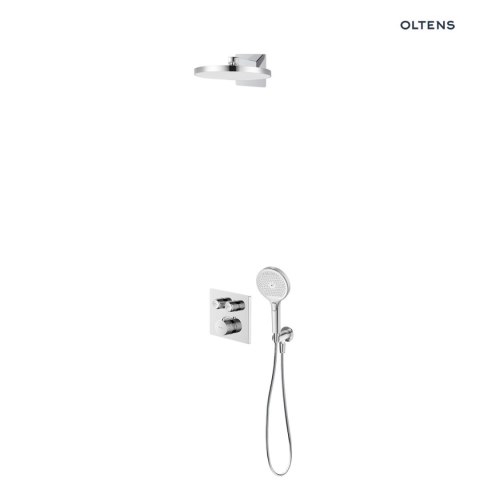 Onega Oltens Onega (S) zestaw bateria wannowo-prysznicowa podtynkowa z deszczownicą Regna i słuchawką 3 funkcyjną Luva EasyClick chrom