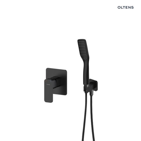 Hadsel Oltens Hadsel zestaw bateria prysznicowa podtynkowa ze słuchawką 1-funkcyjną Tinde czarny mat 36048300