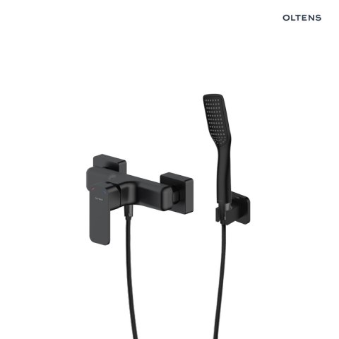 Hadsel Zestaw Oltens Hadsel bateria prysznicowa ścienna z kompletem natryskowym Tinde Hald czarny mat 36057300