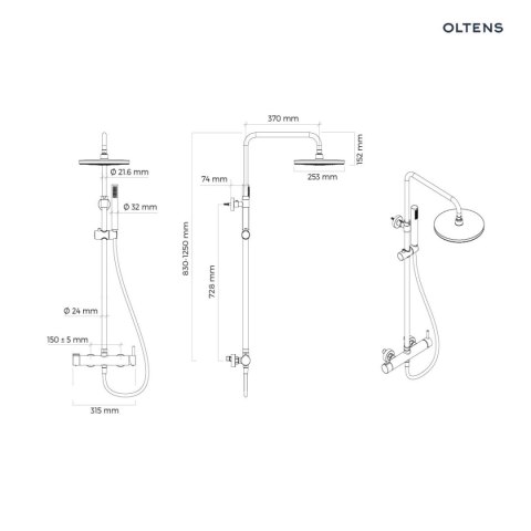 Molle Oltens Molle zestaw prysznicowy nikiel 36504910